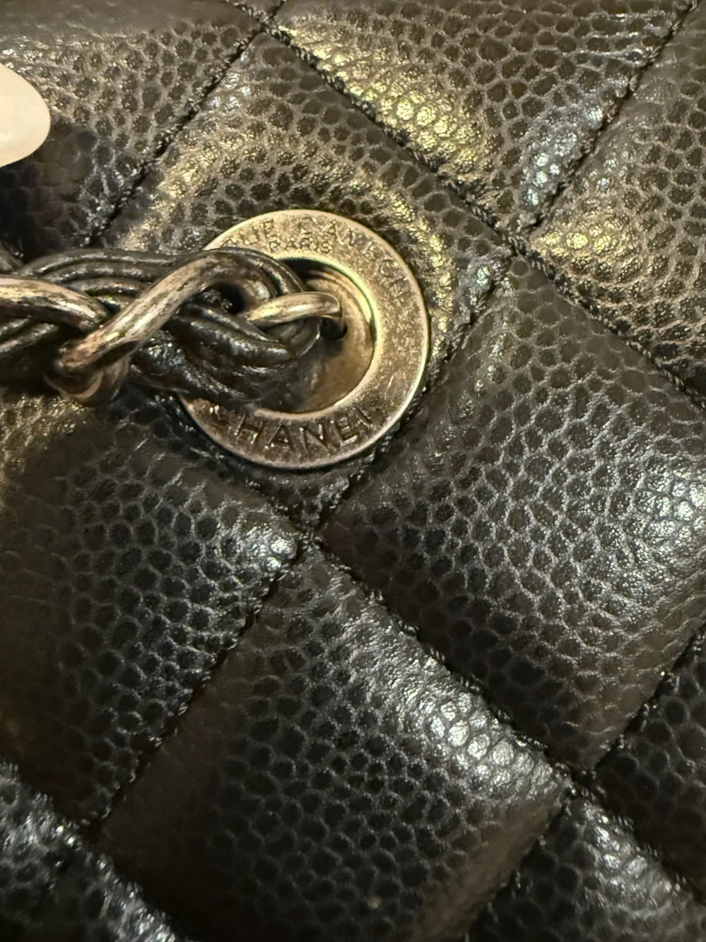 Authentic Chanel - Large Shopping tote in black caviar leather and ruthenium